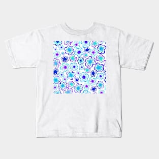 Blue and Purple Flowers Kids T-Shirt